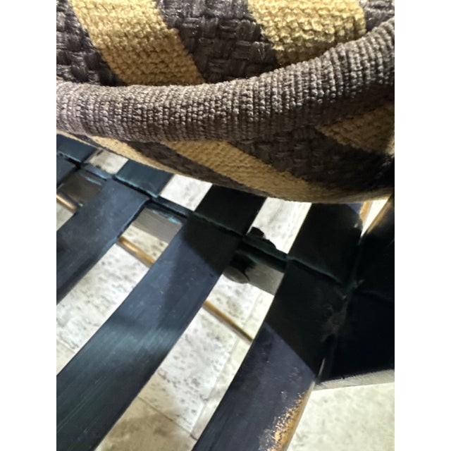 Antique French Three-Part Iron Bench With New Custom Cushions For Sale - Image 9 of 12