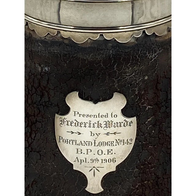 American Leather Tankard With Silver Mounts, American For Sale - Image 3 of 6