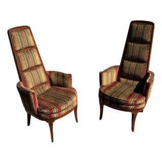 Highback Slipper Chairs, C. 1960's For Sale