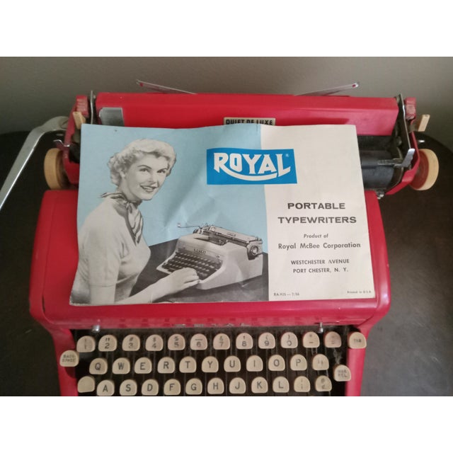 Red 1956 Royal Quiet De Luxe Portable Typewriter For Sale - Image 8 of 9