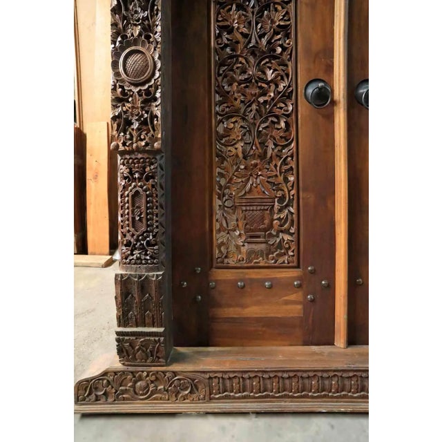 Traditional Entry Doors Vintage Carved Teakwood For Sale - Image 3 of 11