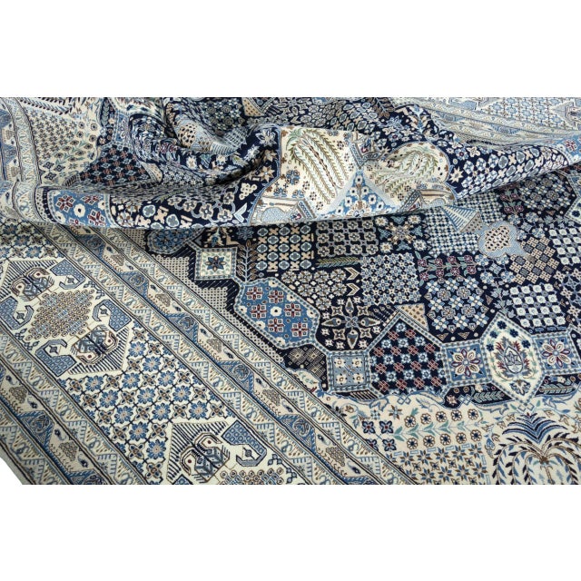 Hand-Knotted Nain 9la Oriental Rug with Silk For Sale - Image 12 of 14