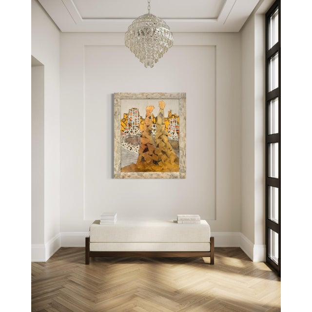 Gold Andrea Stella "The Way of Love and Color" Gold Leaf Oil Mixed Media Painting, Figurative, Italian Contemporary Art, 2010 For Sale - Image 8 of 9