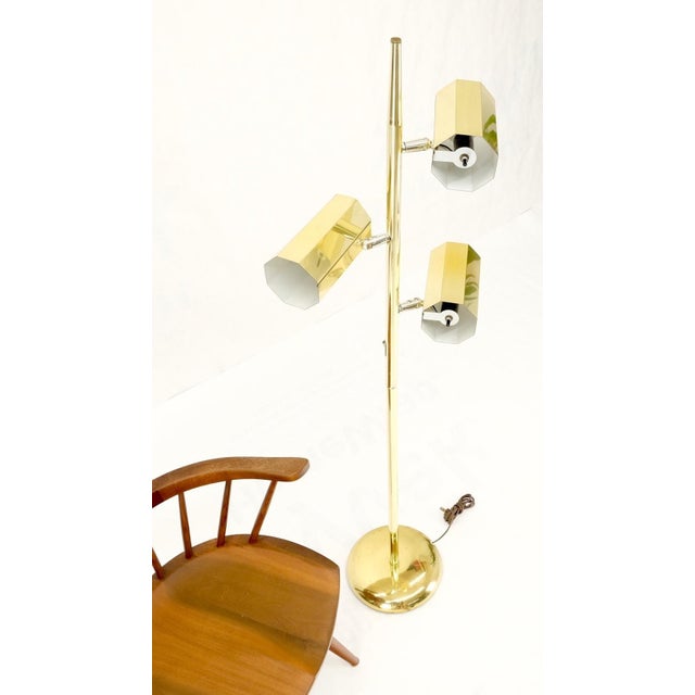 Adjustable hexagon cylinder shades 3 shades brass floor lamp Sonneman.