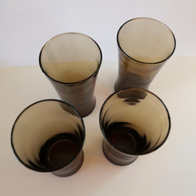 Vintage Anchor Hocking Linden Mocha Tawny Brown Glass Flared Tumblers – 16oz, Retro Mid-Century Style For Sale - Image 15 of 18
