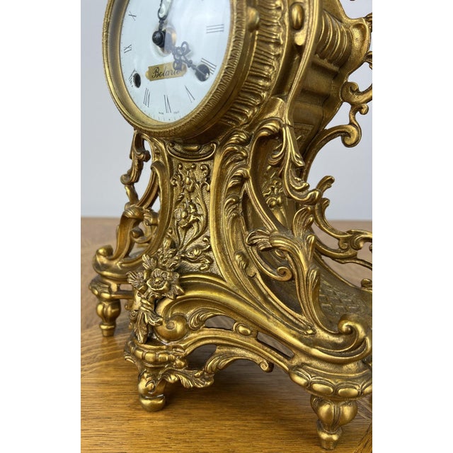 Gold Vintage Style Clock in Brass For Sale - Image 8 of 14