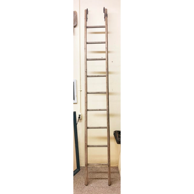 Antique German Ladder With Iron Hardware Hooks Chairish
