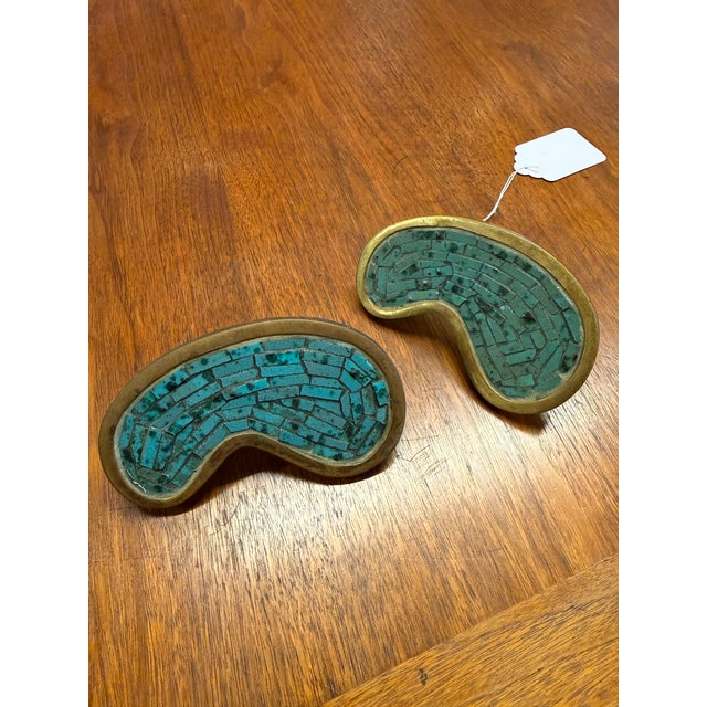Mid-Century Modern Pair of Pepe Mendoza Brass & Glass Mosaic Drawer Pulls – Made in Mexico For Sale - Image 3 of 10