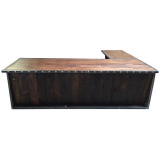 Vintage Industrial Reclaimed Wood Desk For Sale