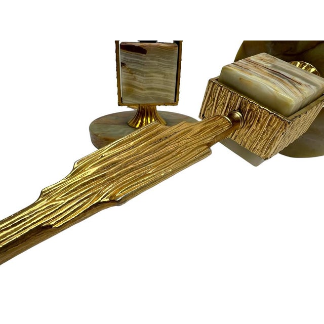 Maison Jansen Brass and Onyx Table Lamps in the style of Maison Jansen, 1970s, Set of 2 For Sale - Image 4 of 14