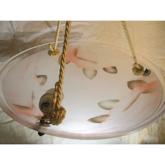 Paint Lighting Fixture Glass Bowl With Airbrush Foliage Mid Century For Sale - Image 7 of 8