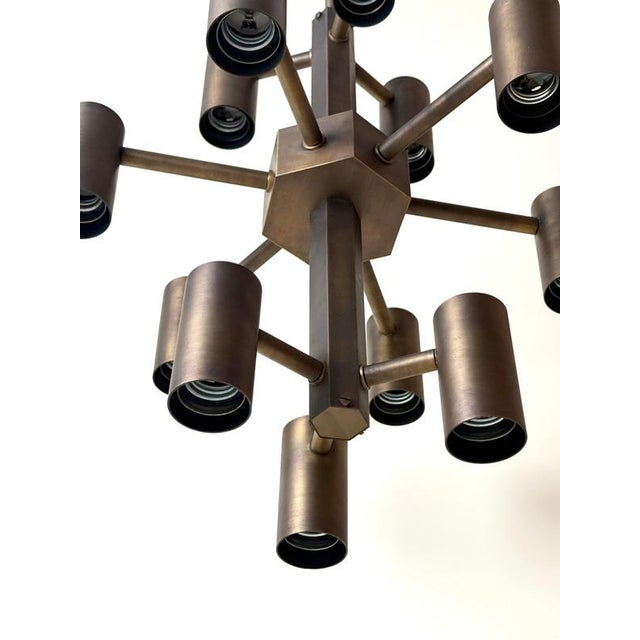 Twelve-Light Brass Chandelier by Gotthold Schönwandt, Germany, 1960s For Sale - Image 18 of 18