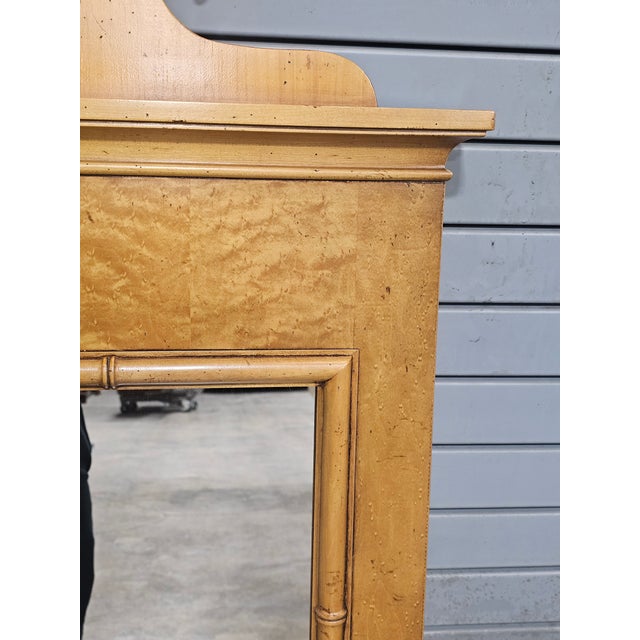 Late 20th Century Late 20th Century Baker Birdseye Maple and Faux Bamboo Mirror For Sale - Image 5 of 12