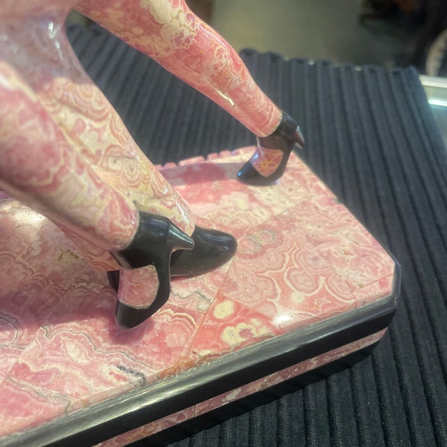 1960s 1960s Argentine Rhodocrosite and Black Onyx Carved Stone Sculpture of Dancers For Sale - Image 5 of 9