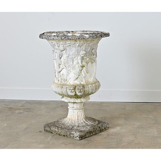 White English Circa 1900 Cast Stone Medici Urn with Figurative Motif For Sale - Image 8 of 13