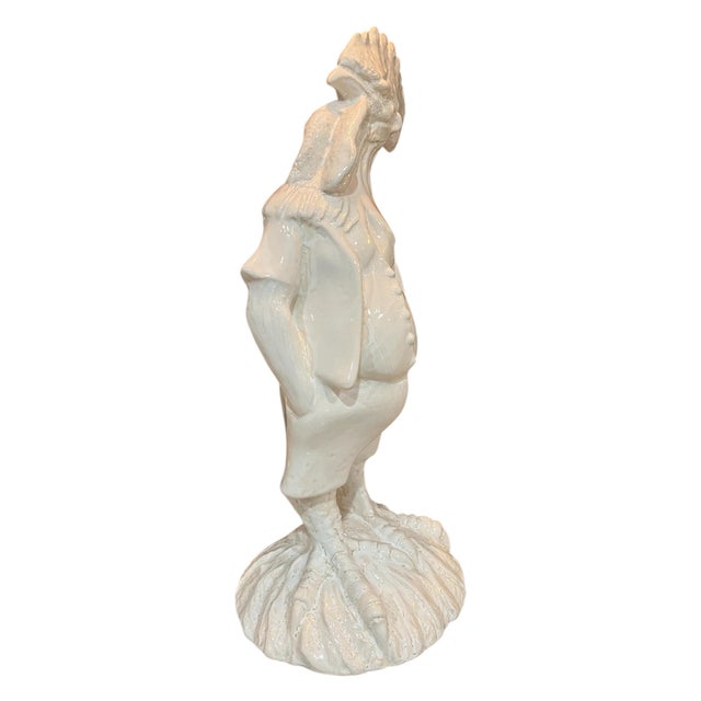 Rustic European Large Mid-Century Portuguese Ceramic Rooster, Signed For Sale - Image 3 of 5
