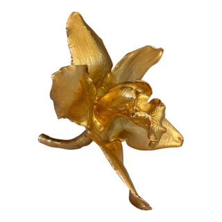 Vintage Hollywood Regency Gilt-Dipped Orchid Sculpture For Sale