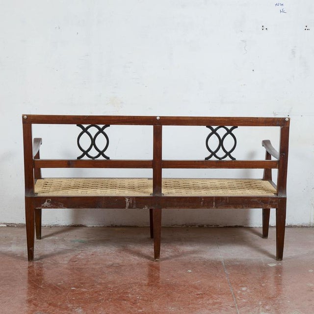 18th Century Style Bench with Raffia and Straw Seat For Sale - Image 5 of 15
