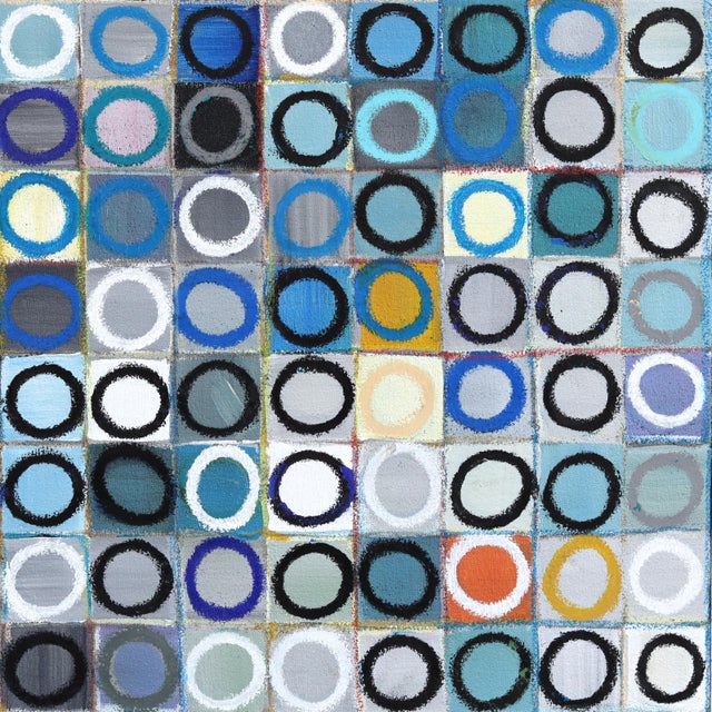 Textile 576 Circles v.5 - Large Original Geometric Abstract Acrylic and Oil Pastel Painting on Canvas by Brandon Neher For Sale - Image 7 of 9
