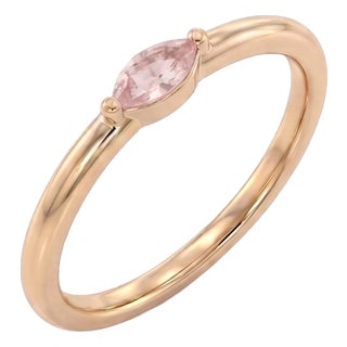 Natural Rose Quartz Ring | Solitaire Stacking Ring | Pink Gemstone Ring | 18k Gold Plated Minimalist Ring Us 7 For Sale