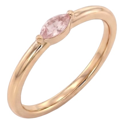 Natural Rose Quartz Ring | Solitaire Stacking Ring | Pink Gemstone Ring | 18k Gold Plated Minimalist Ring Us 7 For Sale