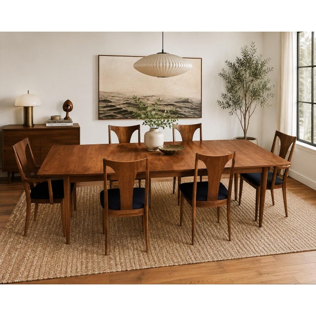 A highly collectible, matching set of six original mid-century dining chairs from Broyhill’s renowned Brasilia Collection,...