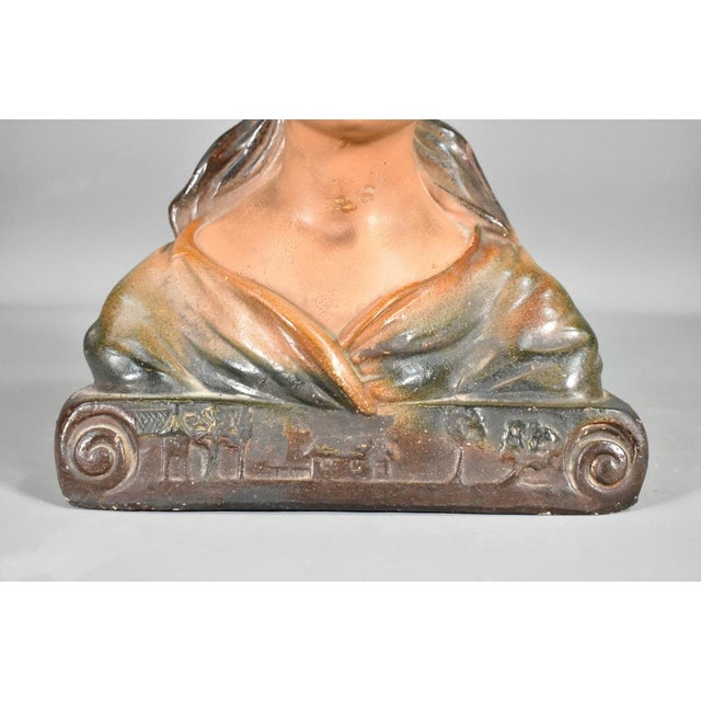 Antique French Bust of Young Girl in Plaster, 1910s For Sale - Image 10 of 16