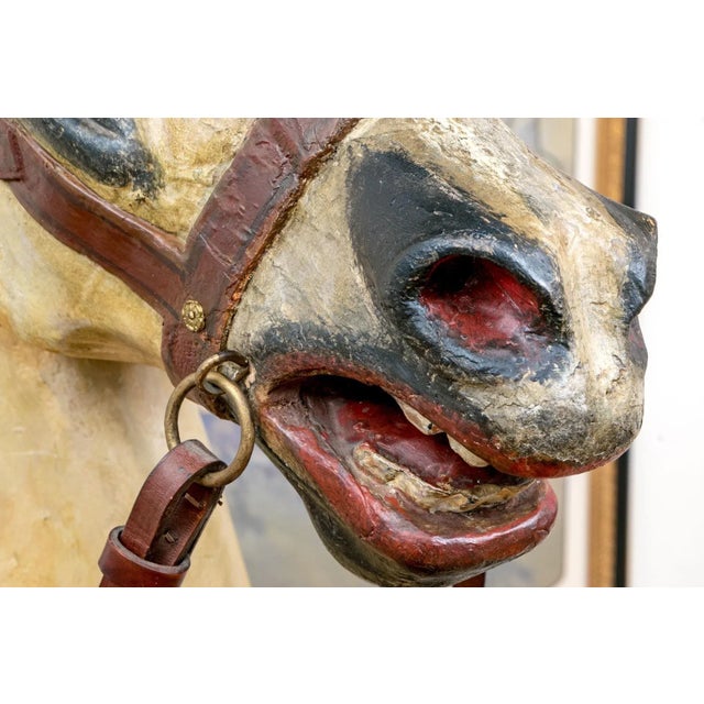 Wood Mid 20th Century Vintage Life-Sized Polychromatic Decorated Carousel Horse For Sale - Image 7 of 12