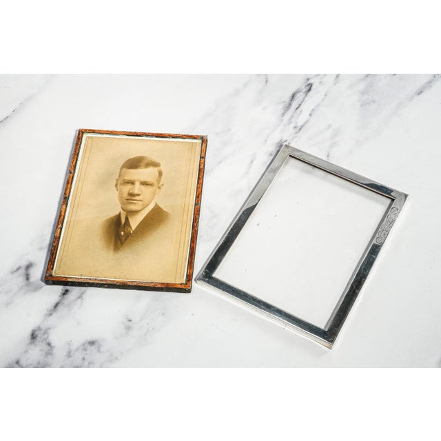 Handsome Unger Brothers Antique Sterling Silver Frame Period Photograph Photo Portrait Man Traditional Home Decor For Sale - Image 9 of 12