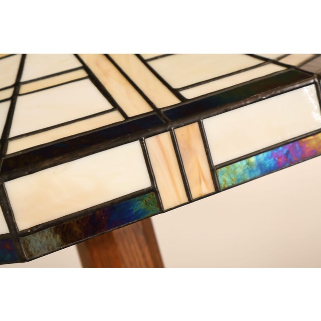 Late 20th Century Stickley Mission Collection Table Lamp With Leaded Glass Shade For Sale - Image 9 of 18