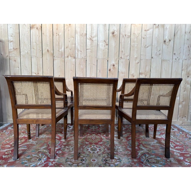 English Colonial Armchairs with Wood and Caning, 19th Century, Set of 6 For Sale - Image 3 of 10