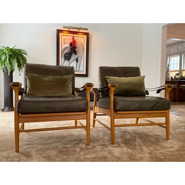 Leather & Cane Arm Chair For Sale - Image 10 of 12