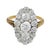 Traditional Early 20th Century Edwardian Old Cut Diamond Platinum 18k Yellow Gold Navette Ring, Size 8.25 For Sale - Image 3 of 6