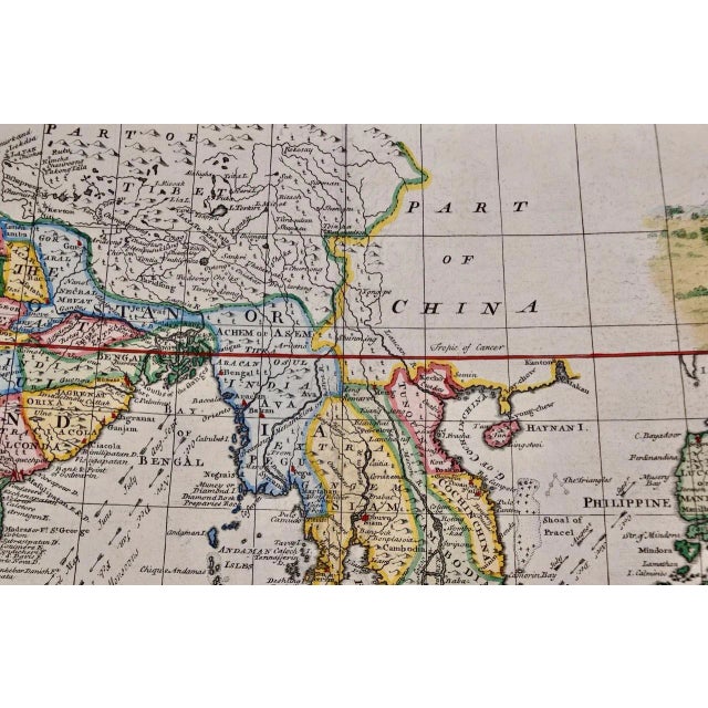 Traditional The East Indies: An Original 18th Century Hand-Colored Map by E. Bowen, 1744 For Sale - Image 3 of 7