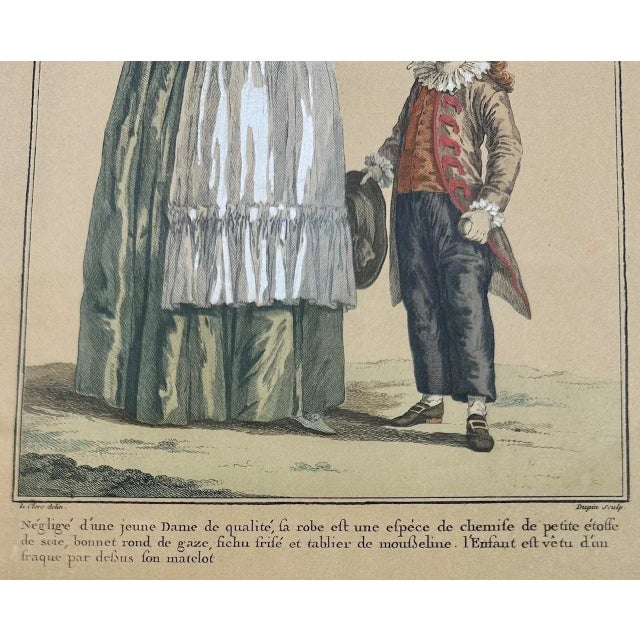 Beige French Engraving Hand Colored Galerie Des Modes Costumes Francais, 1779 For Sale - Image 8 of 9