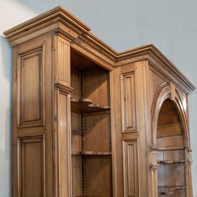 Large Antique English Pine Breakfront Bookcase Chairish