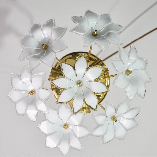 Vintage Ceiling Light Murano White Flowers, 1970s - Set of 2 For Sale - Image 11 of 11
