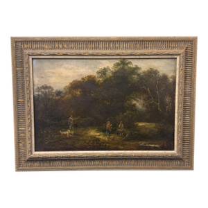 19th Century Oil on Canvas "In the Woodland Clearing"