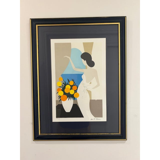 Maria Theresa Torres, Female Figure with Flowers, 1980s, Lithograph For Sale - Image 4 of 13