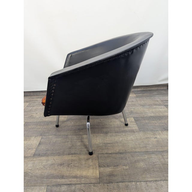 Black Vintage Club Swivel Cocktail Chair, 1960s For Sale - Image 8 of 13