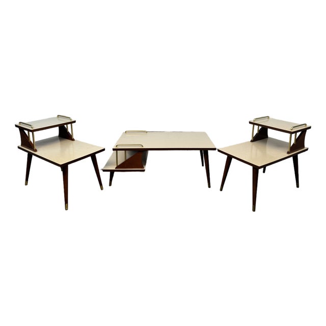 1950s Mid-Century Modern Atomic Tiered Table Set, 3 Pieces For Sale