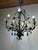 Large Vintage 1990s Wrought Iron Floral Chandelier With Crystal Flowers & Aqua Blue Stones Details For Sale - Image 6 of 17