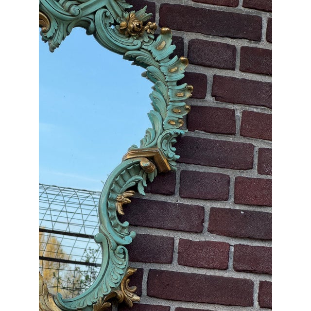 1940 French Louis XVI Green Gold Wall Mirror - 1 Pc For Sale - Image 10 of 12