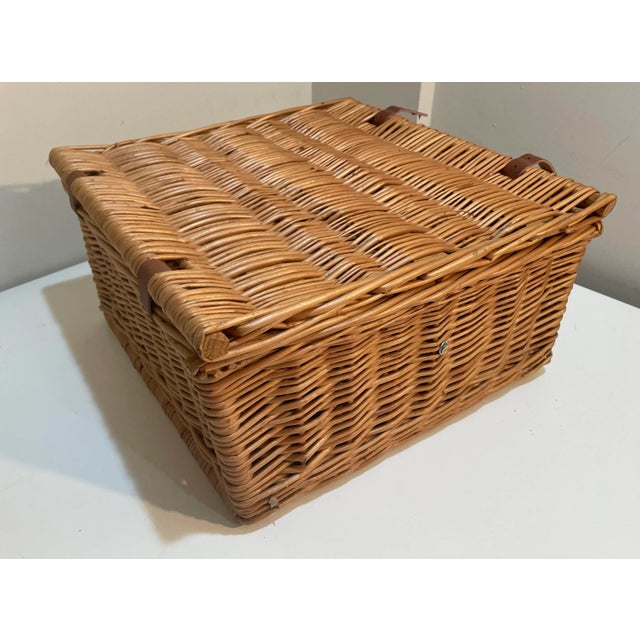 Vintage English Wicker Picnic Basket For Sale - Image 11 of 11