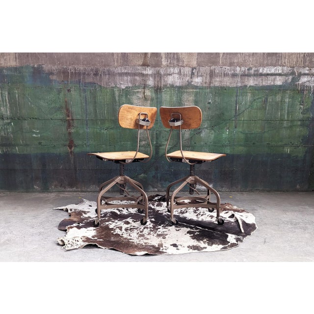 Vintage Adjustable Mid Century Modern Bentwood and Metal Chairs, 1960's - A Pair For Sale - Image 10 of 12