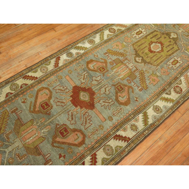 Textile Antique Zabihi Collection Kurd Bidjar Long Gray Runner - 3'6" x 15'10" For Sale - Image 7 of 8