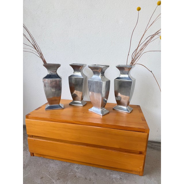 Vintage Vases in Aluminum, 1970s, Set of 4 For Sale - Image 11 of 18