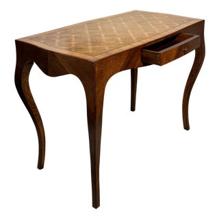 Mid 20th Century Italian Walnut Parquetry Inlay Writing Table Desk For Sale