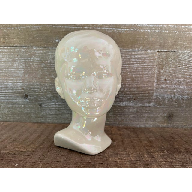 Opalescent Ceramic Boy Bust, C1970 For Sale - Image 4 of 12