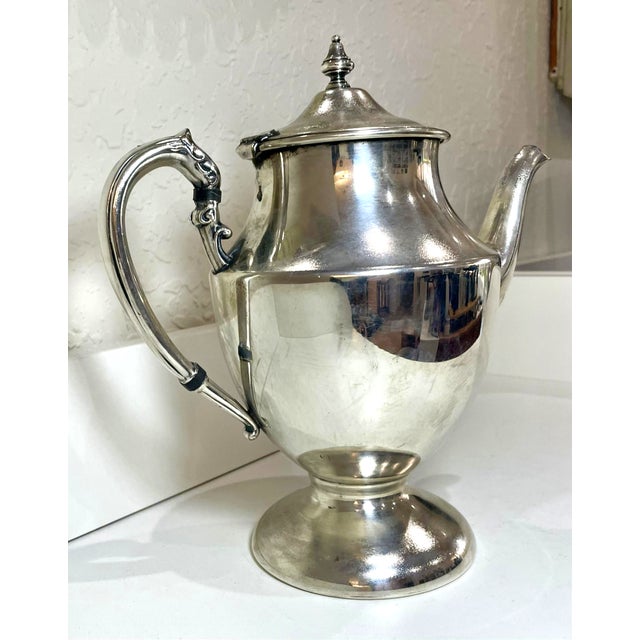 Traditional Vintage Silver Plated Tea Pot For Sale - Image 3 of 5